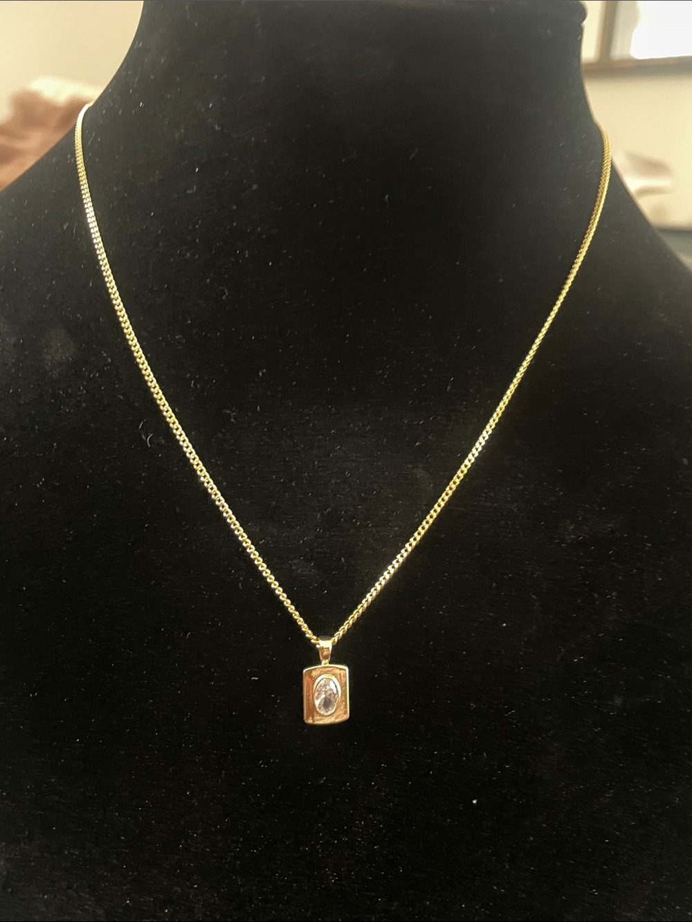 Delicate Gold Rectangle Pendant Necklace for Women